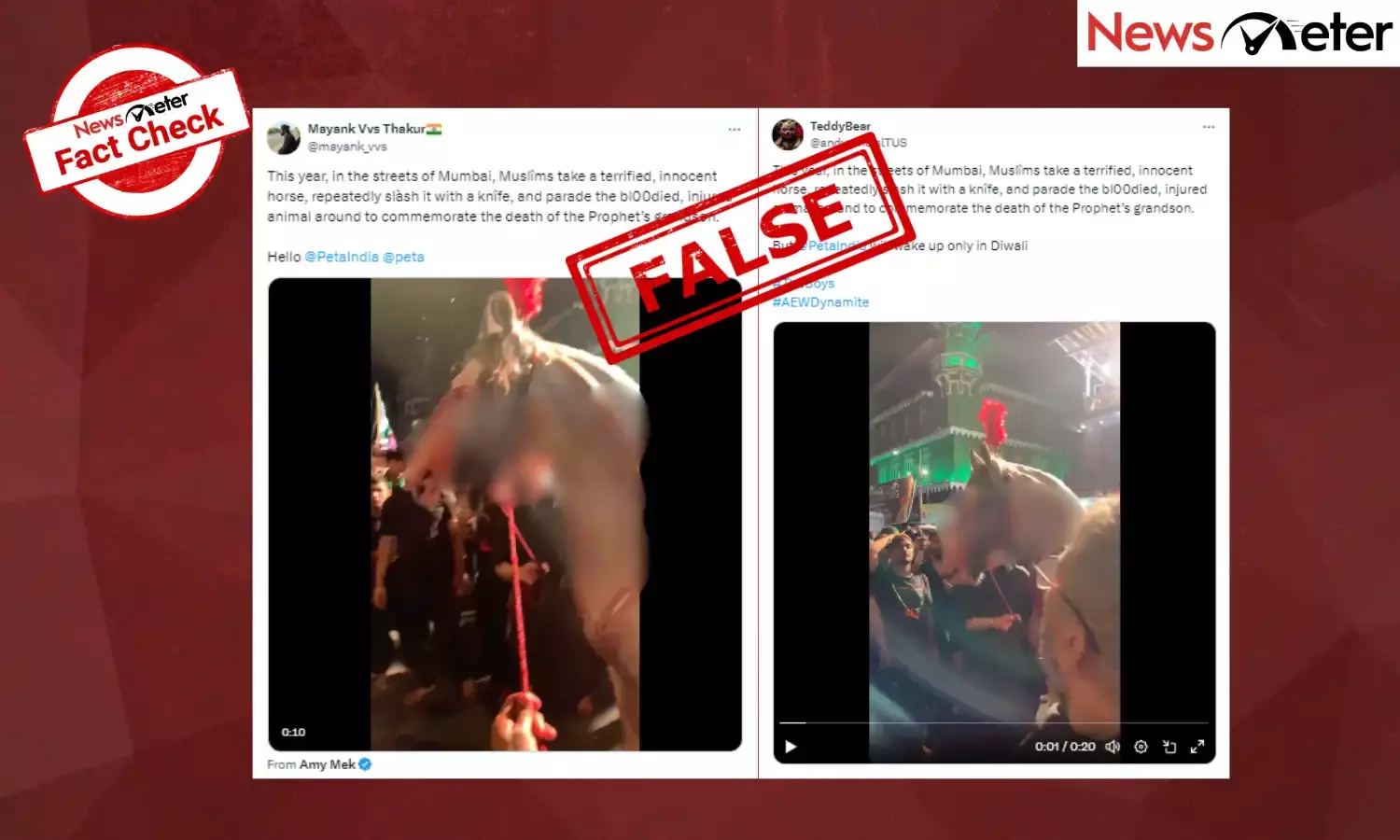 Fact Check: ಮುಂಬೈನಲ್ಲಿ ಮುಸ್ಲಿಮರು ಕುದುರೆಯನ್ನು ಗಾಯಗೊಳಿಸಿ ಮೆರವಣಿಗೆ ನಡೆಸಿದ್ದು ಸುಳ್ಳು