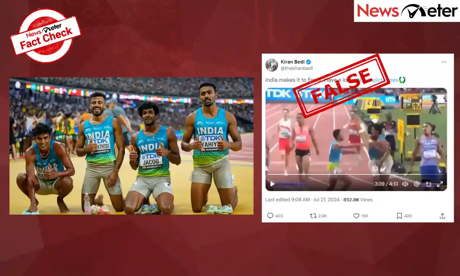 Fact Check: Old video of relay race falsely shared as India qualifying for finals in Paris Olympics 2024