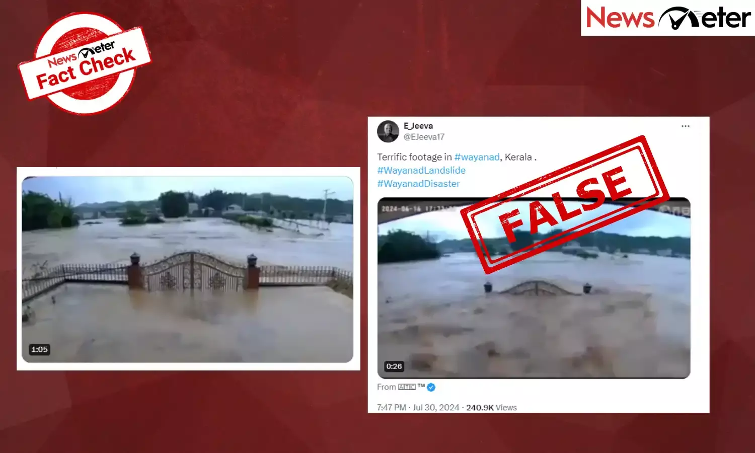 Fact Check: Old video misrepresented as visuals from Wayanad landslide