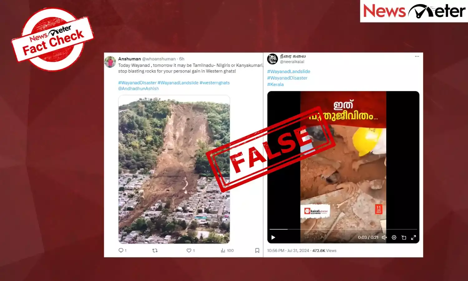 Fact Check: Media of ecological disasters falsely shared as visuals of Wayanad landslide