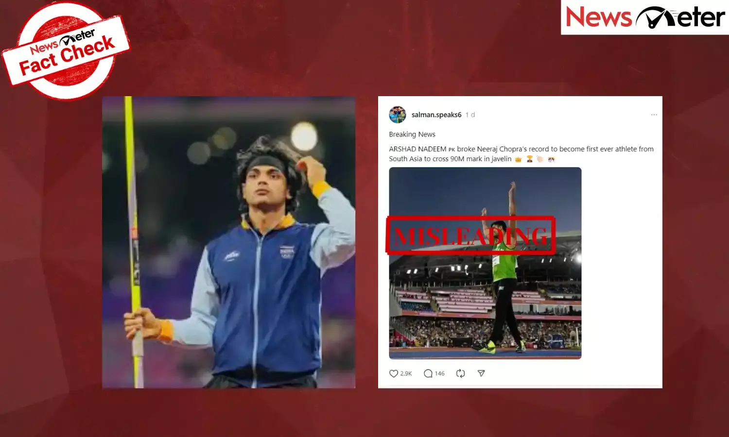Fact Check: Misleading claim about Pakistan’s Arshad Nadeem breaking Neeraj Chopra’s javelin record goes viral