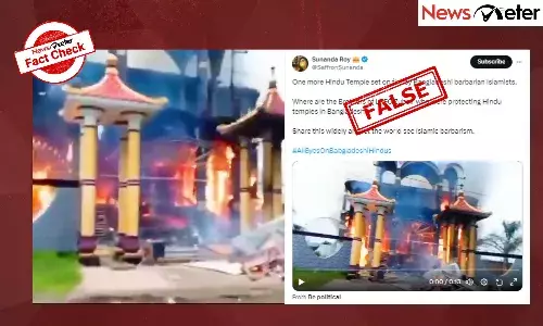 Fact Check: Video shows hotel on fire in Bangladesh, not Hindu temple