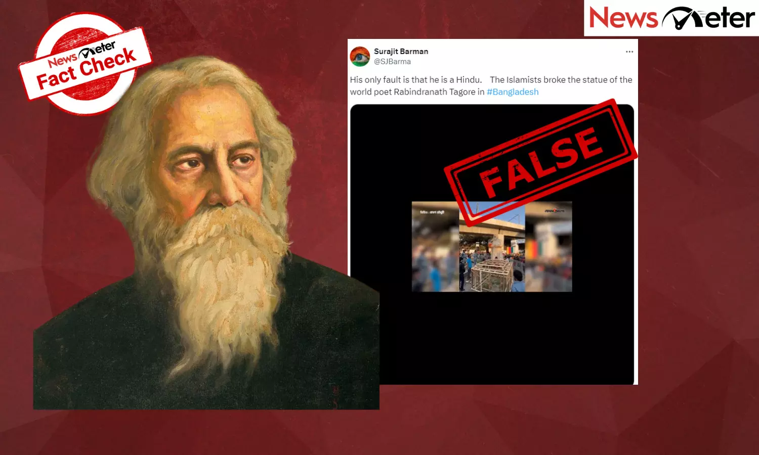 Fact Check: Old video of Tagore’s statue installation in Bangladesh shared as vandalism visuals