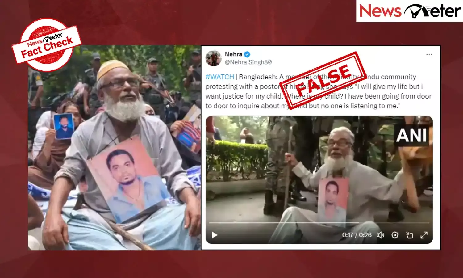 Fact Check: Viral video of man demanding justice for missing son in Bangladesh misidentified as Hindu community protest
