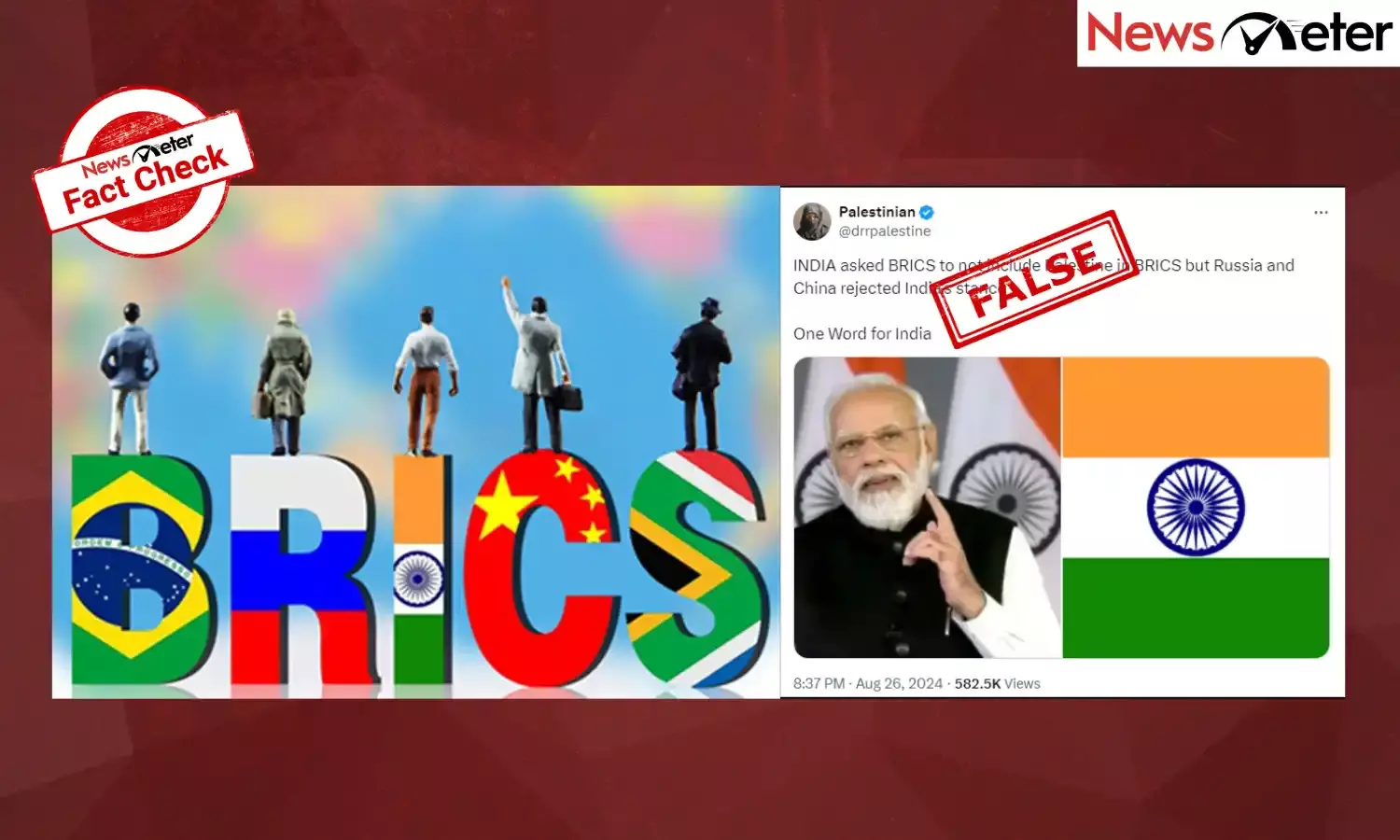 Fact Check: India has not opposed the inclusion of Palestine in BRICS
