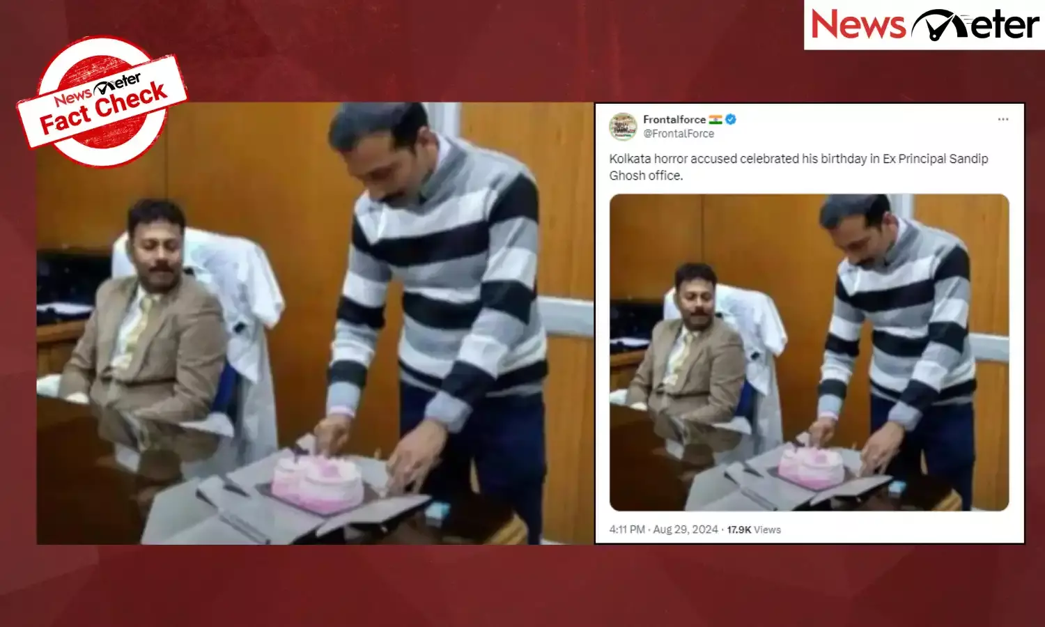 Fact Check: Viral image does not show Kolkata rape accused with Sandip Ghosh