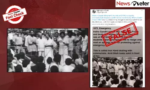 Fact Check: Iconic photo falsely shared as Sitaram Yechury apologising to Indira Gandhi after Emergency