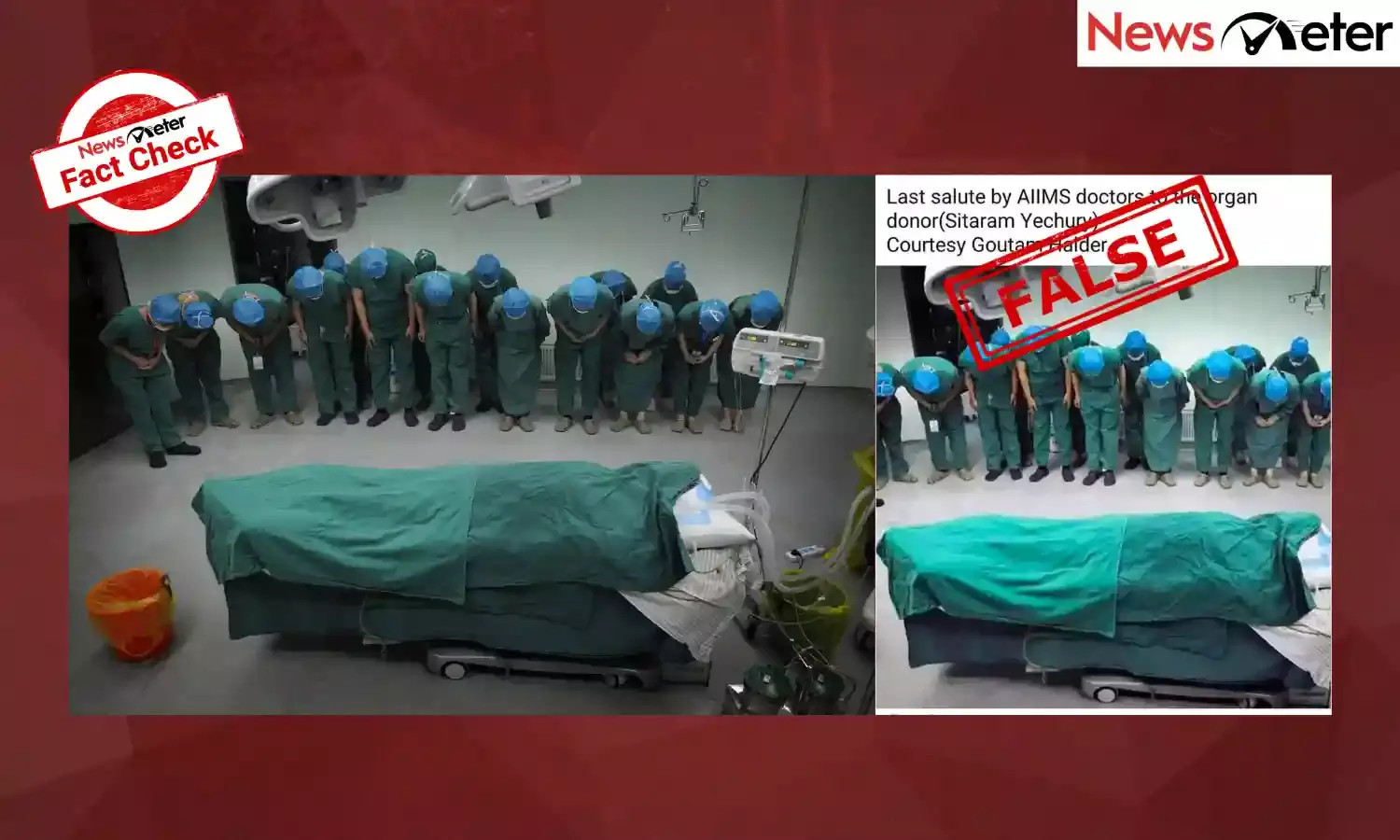 Fact Check: Old image from China falsely passed off as AIIMS Doctors paying tribute to Sitaram Yechury