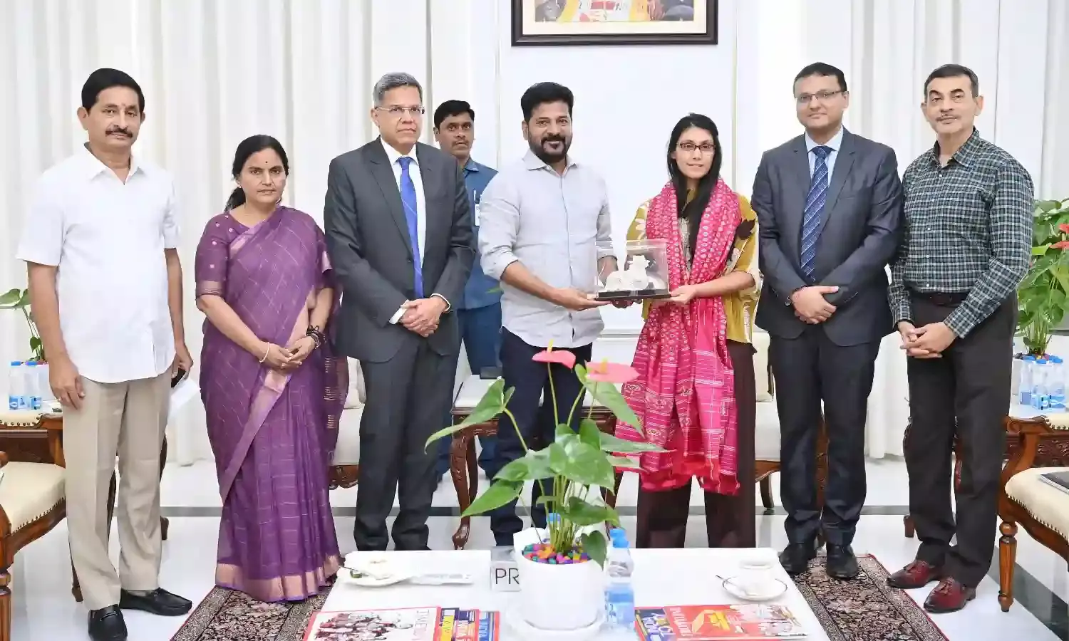 HCL Technologies chairperson Roshni Nadar meets Telangana CM Revanth