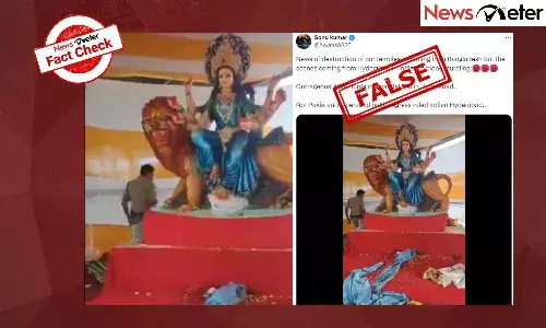 Fact Check: Video of vandalism of Durga idol in Hyderabad shared with communal angle