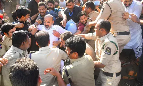 Minister Bandi Sanjay detained during stir in Ashok Nagar for Group-1 exam postponement