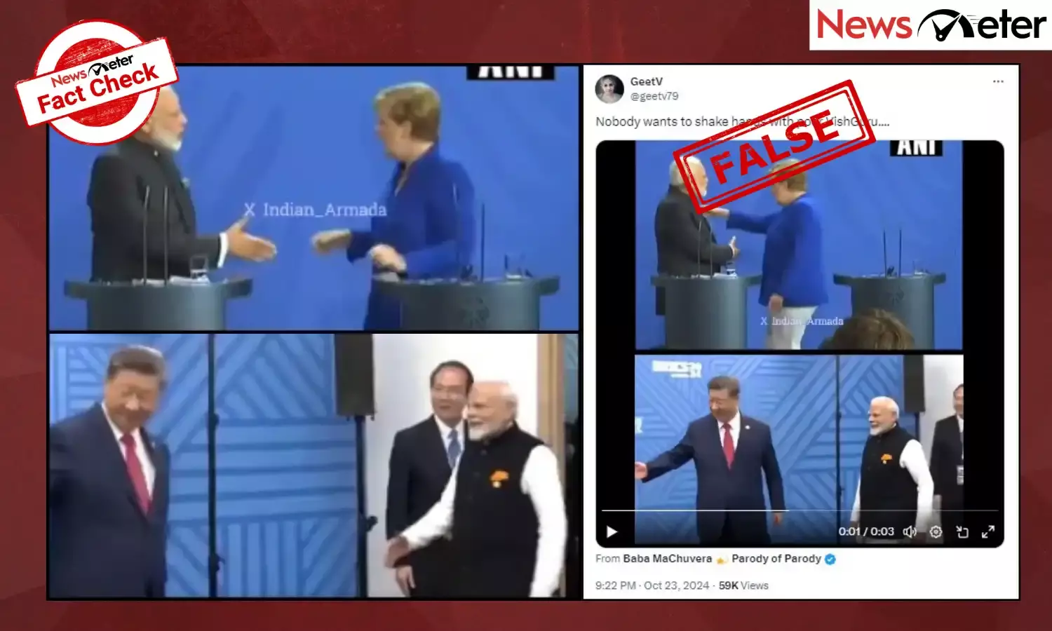 Fact Check: Videos of Angela Merkel, Xi Jinping ‘avoiding handshake’ with PM Modi are clipped