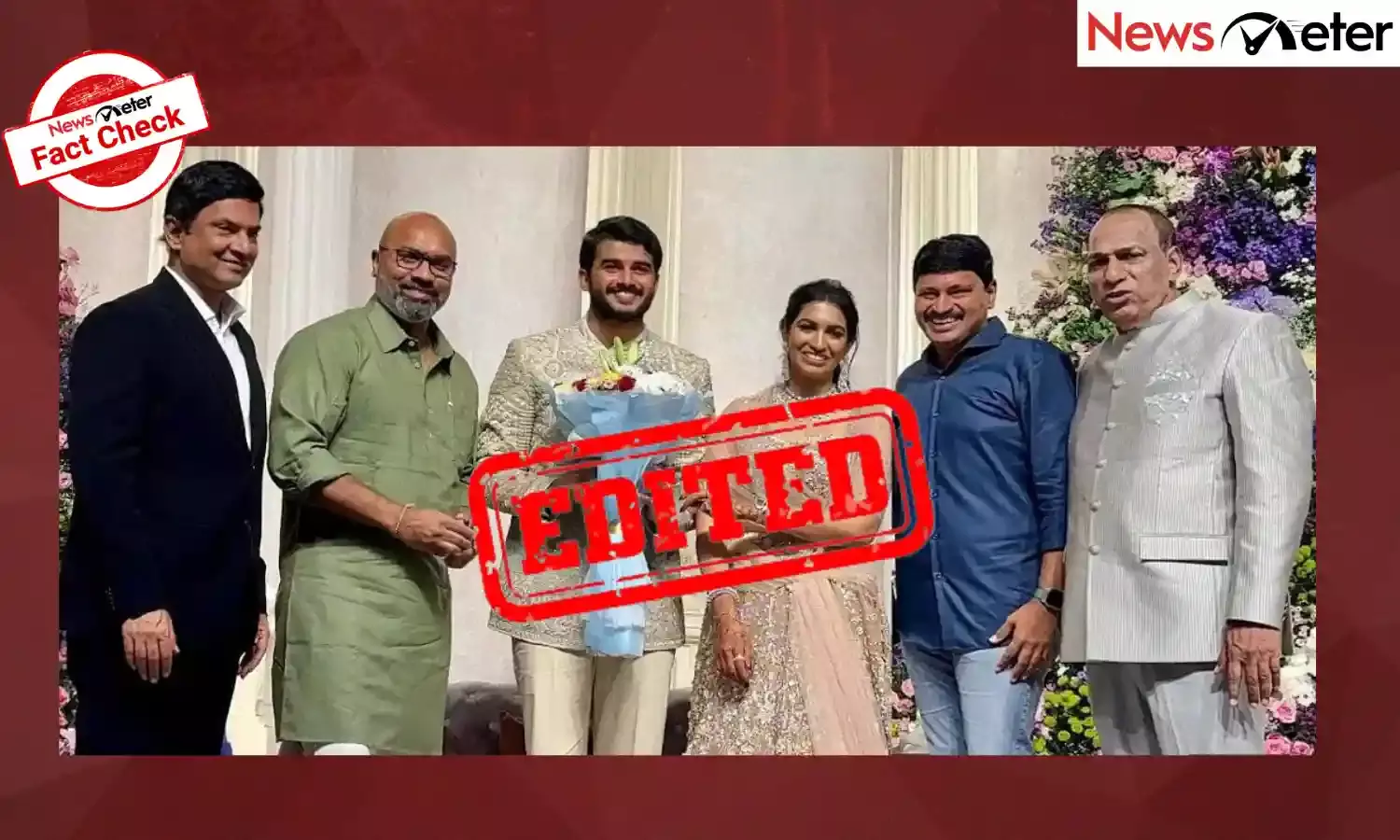 Fact Check: BJP’s Arvind Dharmapuri and BRS’s Santosh Kumar shared stage at Malla Reddys granddaughter’s reception? No, the image is edited