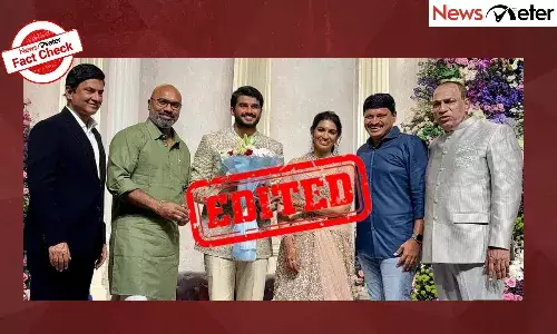 Fact Check: BJPās Arvind Dharmapuri and BRSās Santosh Kumar shared stage at Malla Reddys granddaughterās reception? No, the image is edited