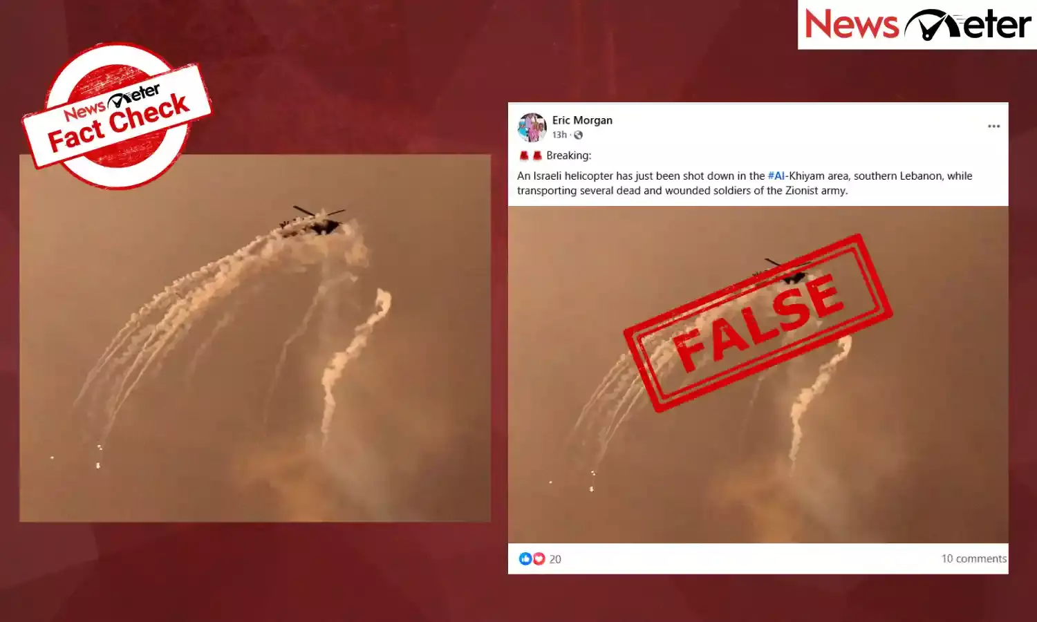 Fact Check: Israeli copter shot down in South Lebanon? No, viral image is old