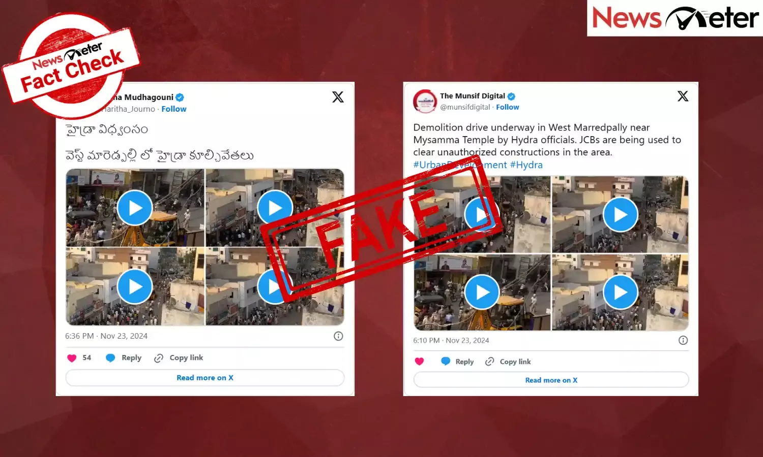 Fact Check: HYDRAA demolishing buildings in West Marredpally? Here are the facts