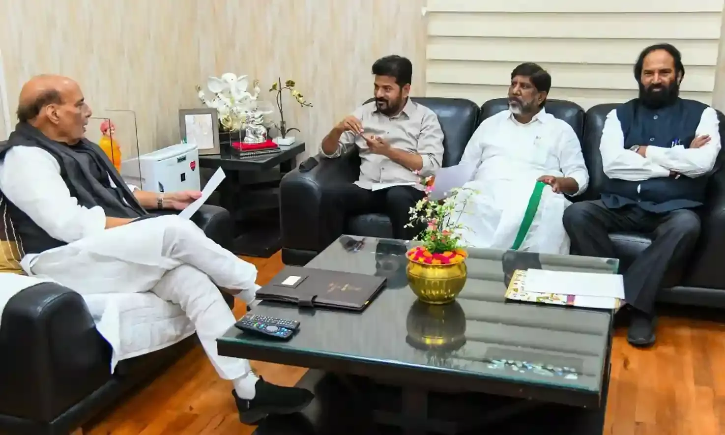 Transfer 222.27 acres of land to Telangana for Bapu Ghat:  CM Revanth to Rajnath Singh