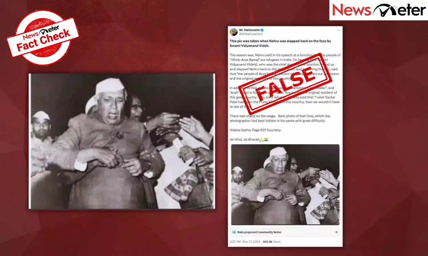 Fact Check: Nehru slapped for calling Arya Samaj members ‘refugees’? No, picture is from a Patna party meeting