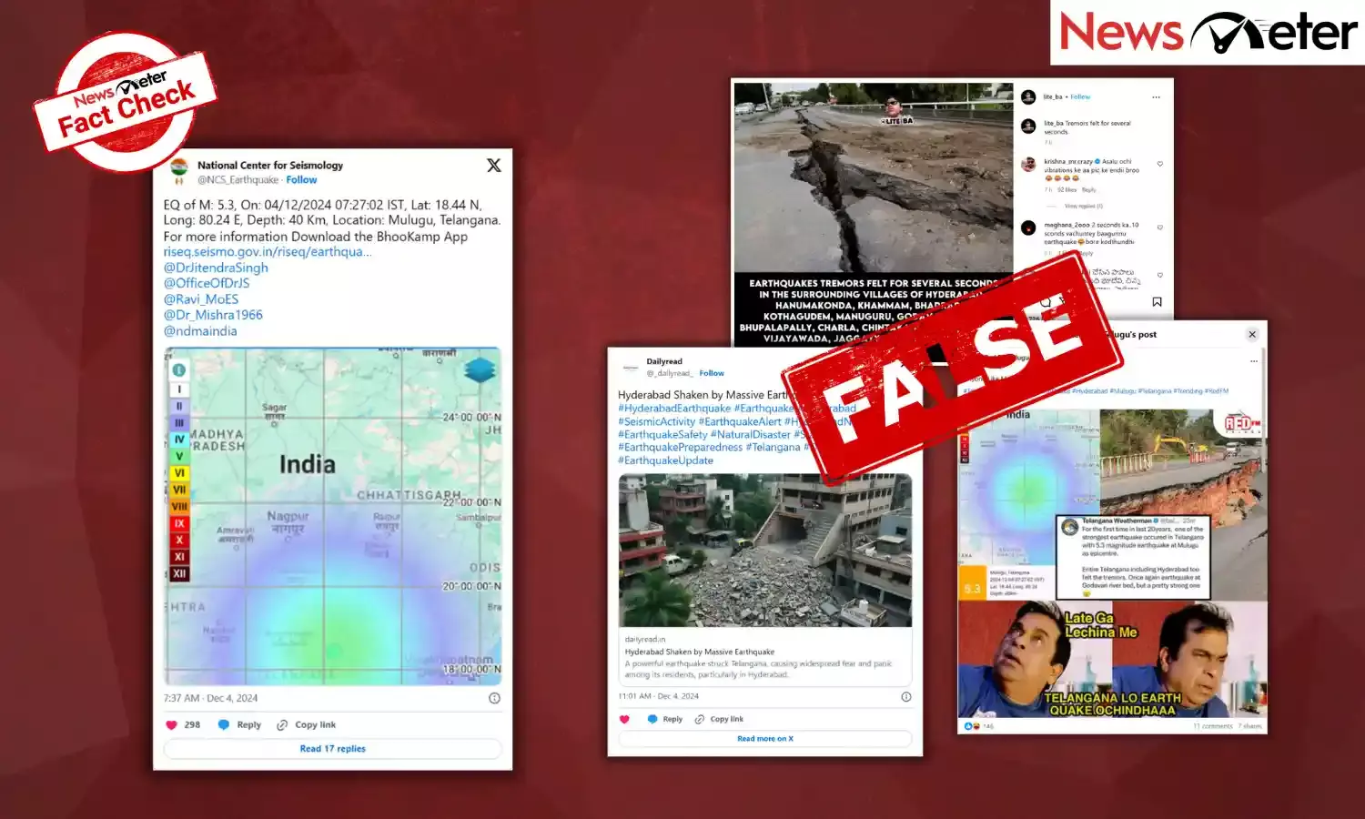 Images showing damaged roads and collapsed buildings are going viral with claims linking them to the aftermath of the Telangana earthquake.