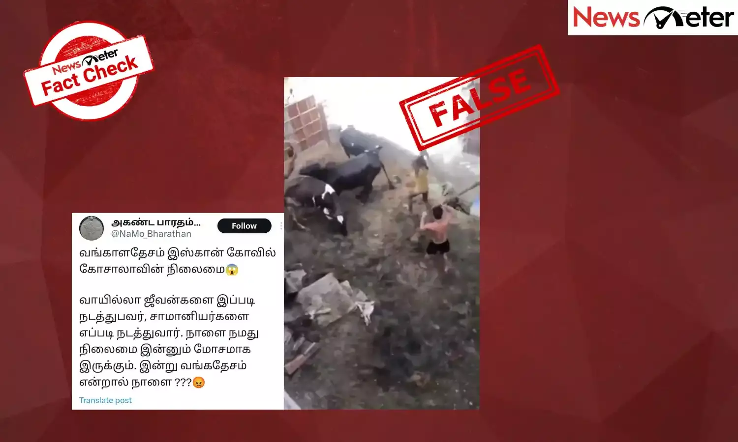 Fact Check: வங்கதேச இஸ்கான் கோவிலில் பசுக்கள் கொடூரமாக தாக்கப்பட்டதாக பரவும் செய்தி: உண்மை என்ன?
