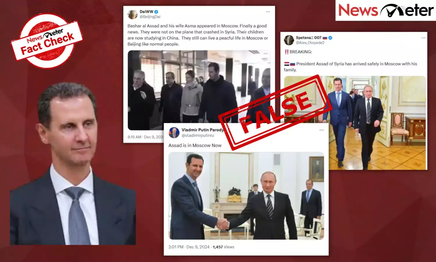 Fact Check: Ousted Syrian president Bashar al-Assad seen in Moscow? No, the images are old