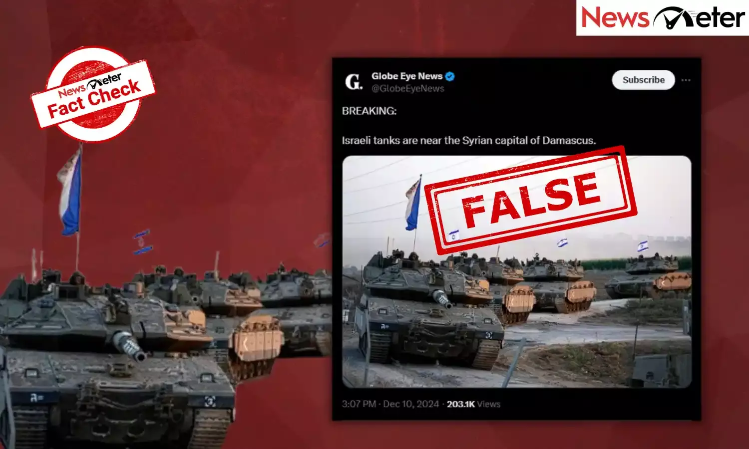 Fact Check: Israeli tanks spotted outside Damascus? No, image is from Gaza in 2023