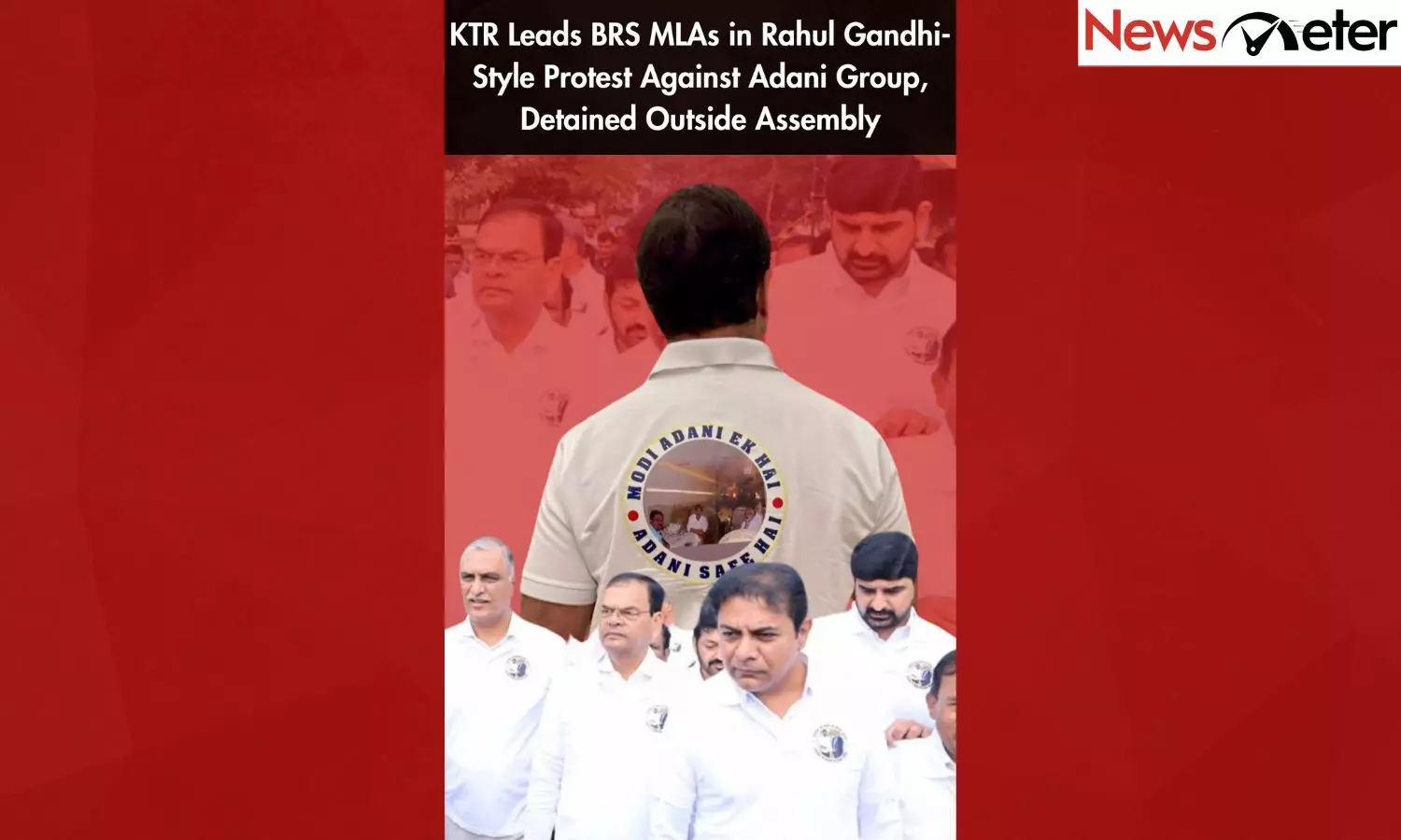KTR Leads BRS MLAs in Rahul Gandhi-Style Protest Against Adani Group, Detained Outside Assembly