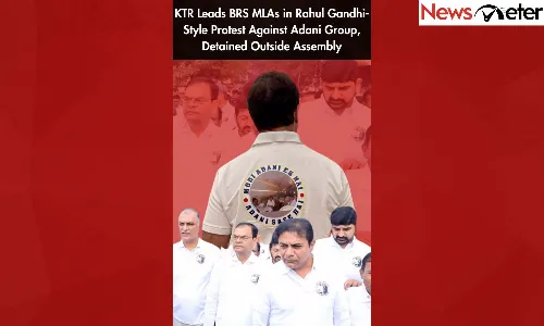 KTR Leads BRS MLAs in Rahul Gandhi-Style Protest Against Adani Group, Detained Outside Assembly