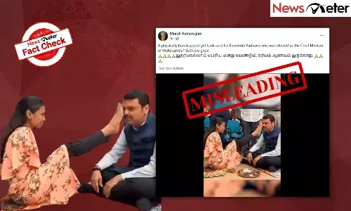 Fact Check: Girl applies tilak on Maha CM Fadnavis with toe after swearing-in ceremony? No, video is old