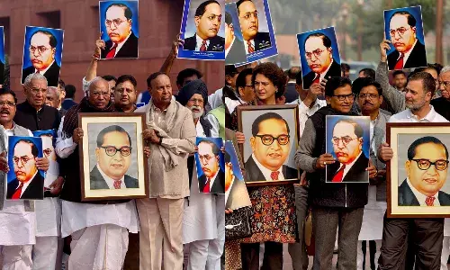 INDIA bloc MPs protests, demand Amit Shahs apology for Ambedkar remarks