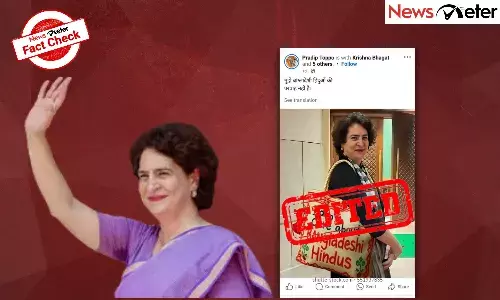 Fact Check: Did Priyanka Gandhi carry an anti-Bangladeshi-Hindu bag to parliament? No, the image is digitally altered