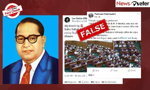 A viral image has been circulating on social media, claiming that Ambedkarās picture was placed on all seats in the Parliament as a protest against Amit Shah.