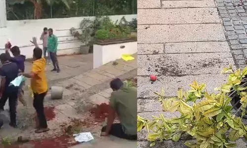 Vandalism at Allu Arjuns residence in Hyderabad