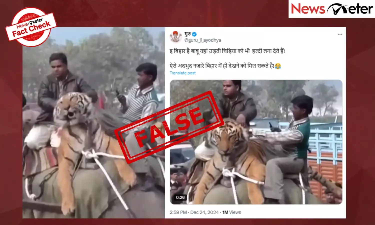 Fact Check: Men rode with a tiger on an elephant in Bihar? Know the truth here