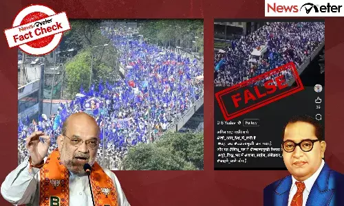 A viral video of a large protest march claims to show a massive demonstration against Amit Shahās remarks on Dr BR Ambedkar in Parliament.