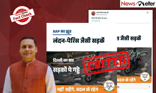 Delhi Rains: Image of potholed road shared by Amit Malviya is edited