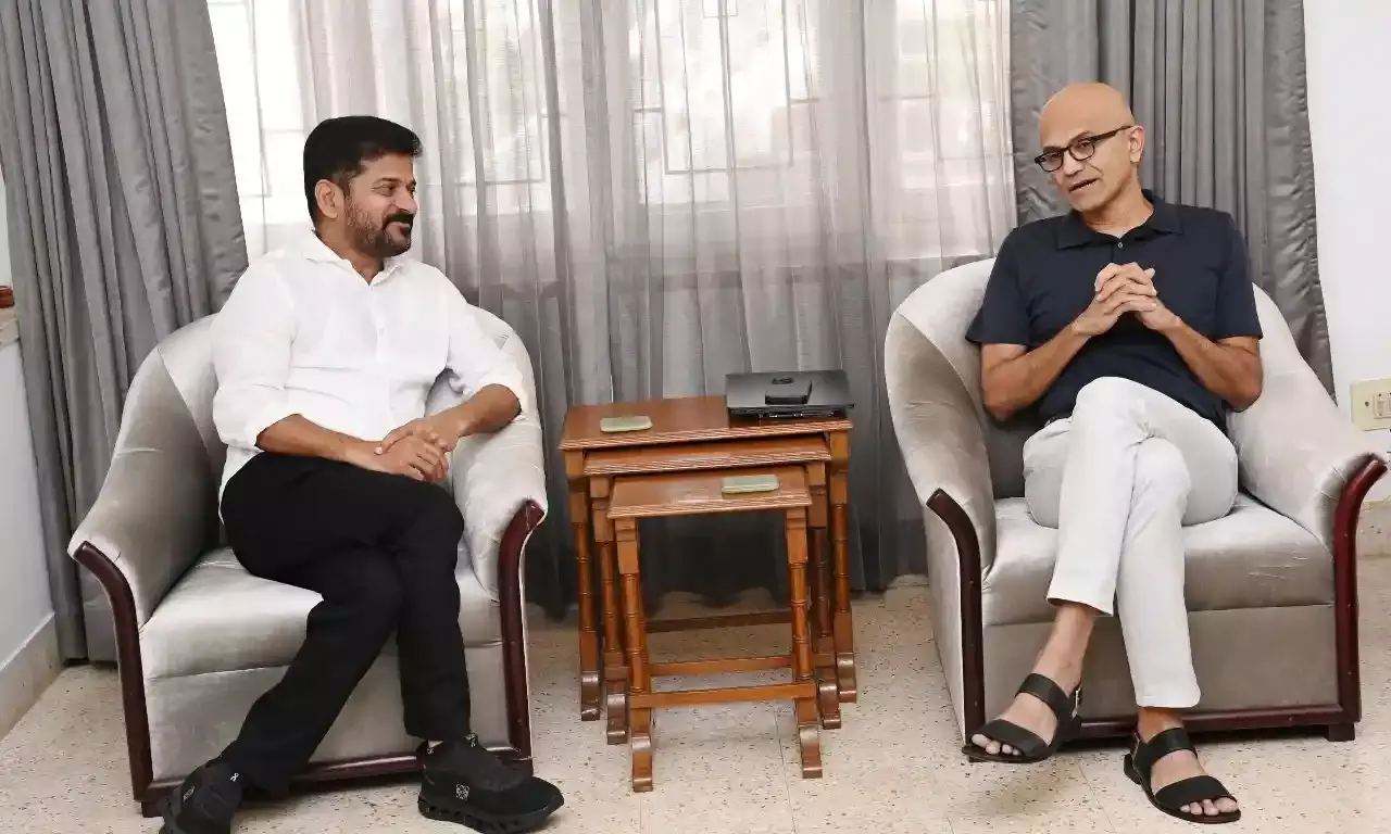 CM Revanth meets Microsoft head Satya Nadella; discusses AI, Cloud development in State