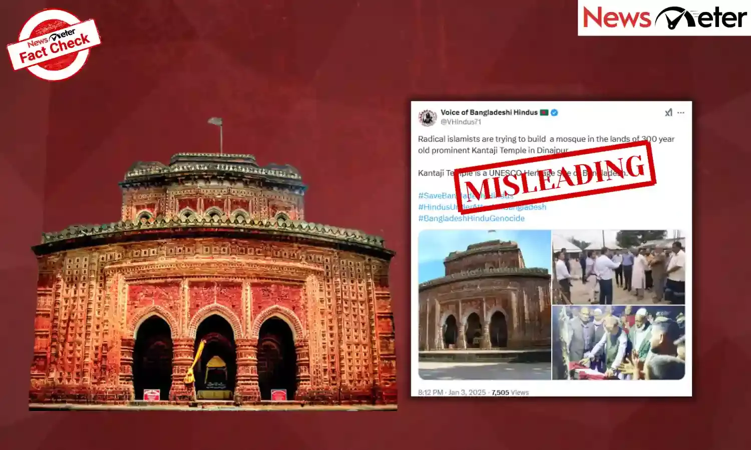 Fact Check: Kantaji Temple land in Bangladesh targeted for mosque construction? No, claim is misleading