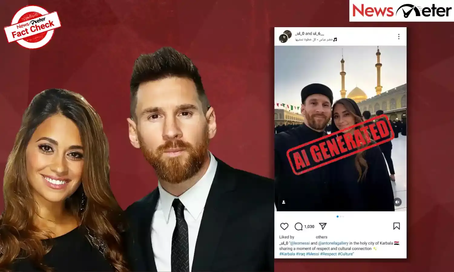 Fact Check: Lionel Messi and Antonela Roccuzzo visit Karbala? False, images are AI-generated