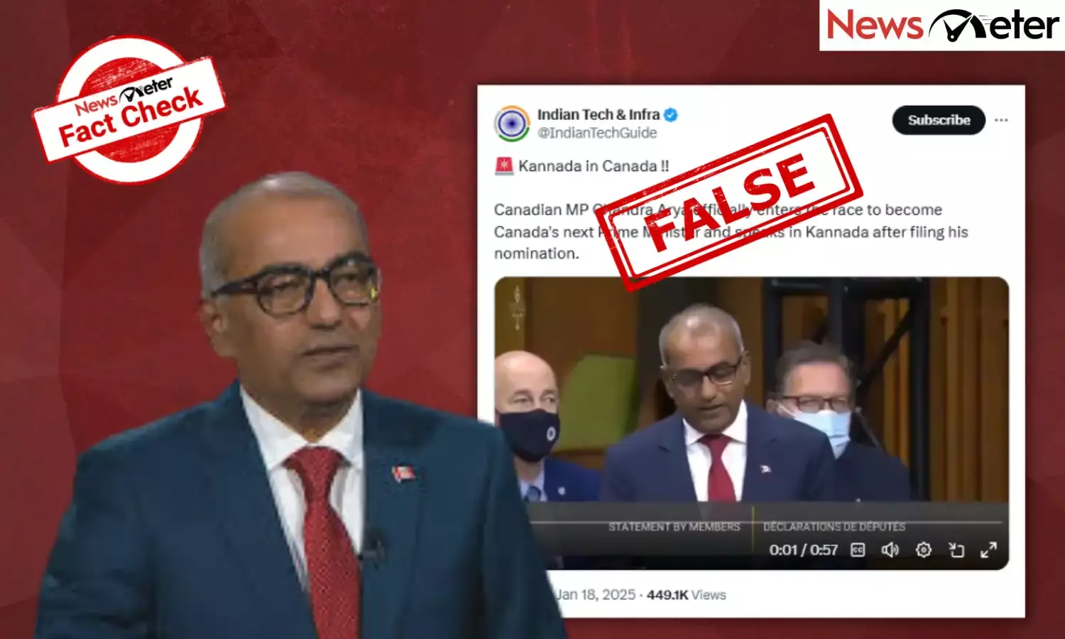 Fact Check: Chandra Arya spoke in Kannada after filing nomination for Canadian PM post? No, viral video is from 2022