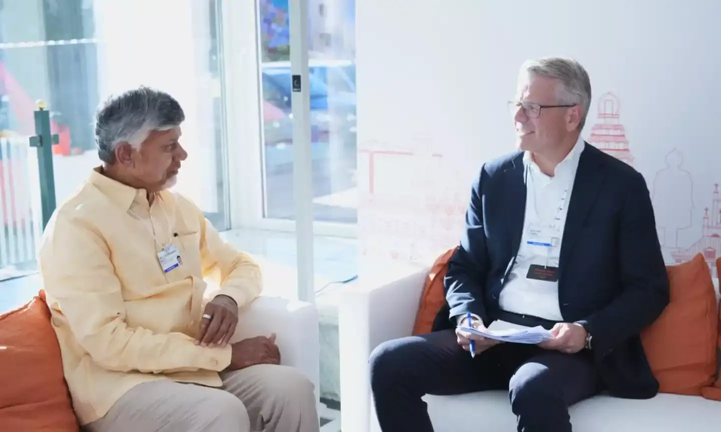 AP CM N Chandrababu Naidu met Vincent Clerc, CEO of Maersk in Davos.
