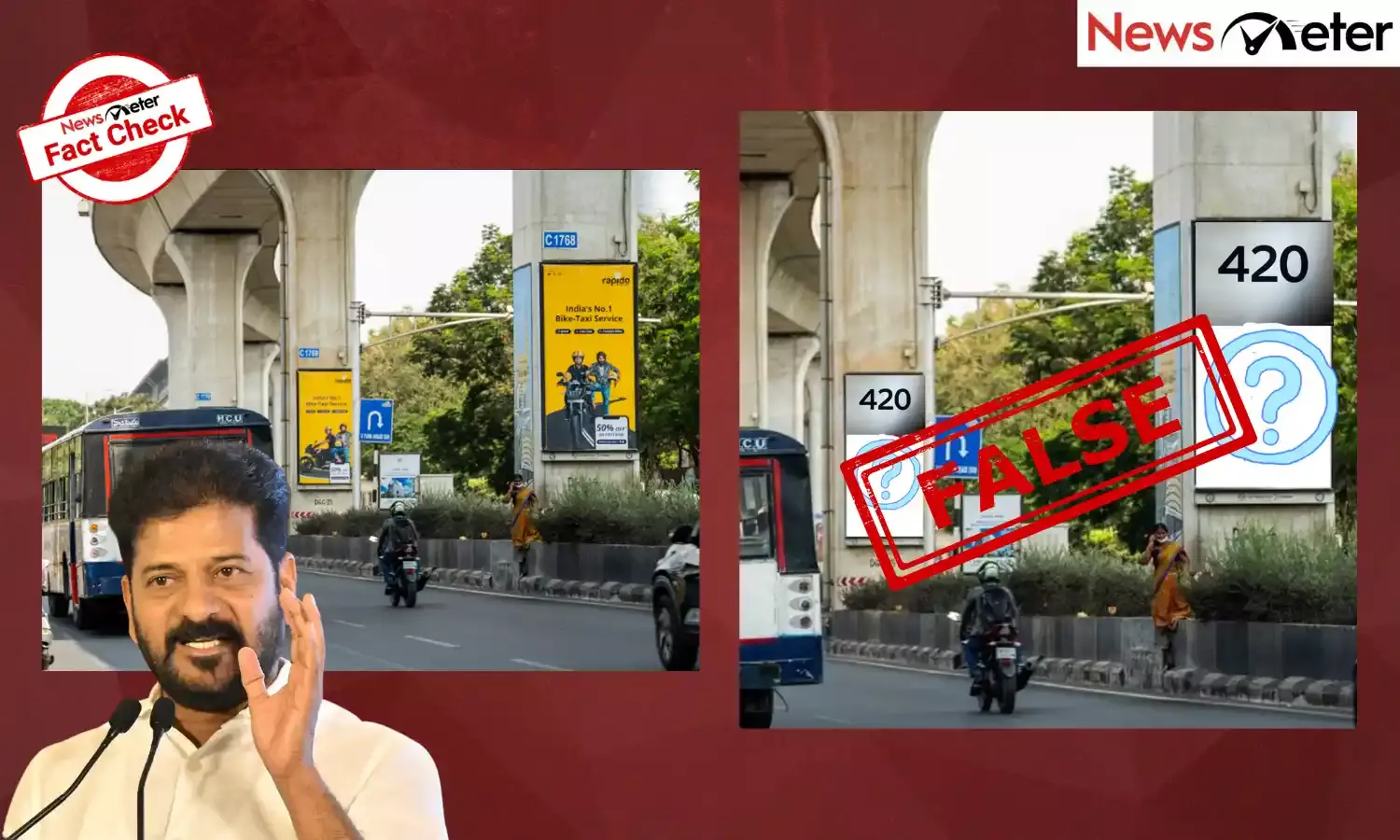 Fact Check: ‘420’ ads on Hyderabad Metro pillars attack Congress, CM Revanth Reddy? No, viral image is edited