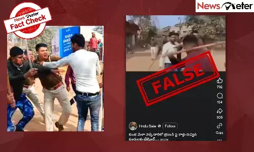 A video of police beating a man has been circulating on social media with the claim that he was accused of pelting stones at a train heading to the Kumbh Mela.