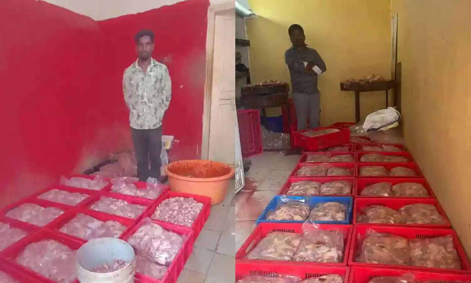 600 kg rotten chicken meat for fast food centres, wine shops seized from two Begumpet shops
