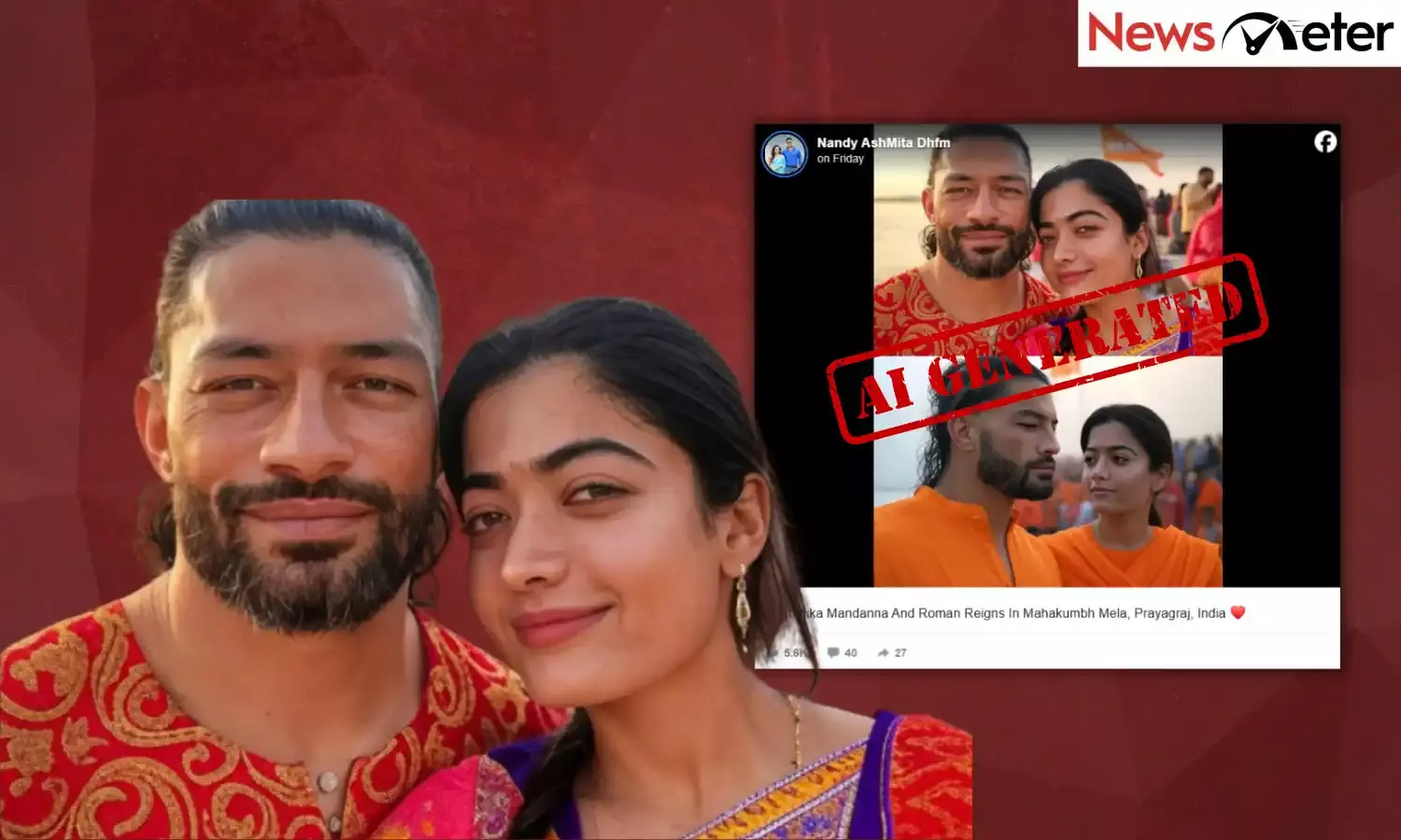 Fact Check: రష్మిక మందన్నతో కుంభ మేళాకు వచ్చిన రోమన్ రెయిన్స్‌? ఇవి ఏఐ చిత్రాలు...