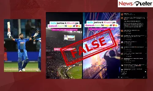 A video claiming to show the ‘Jai Shree Ganesh’ song being played at the Dubai stadium after India’s win against Pakistan in the ICC Champions Trophy 2025 is going viral.