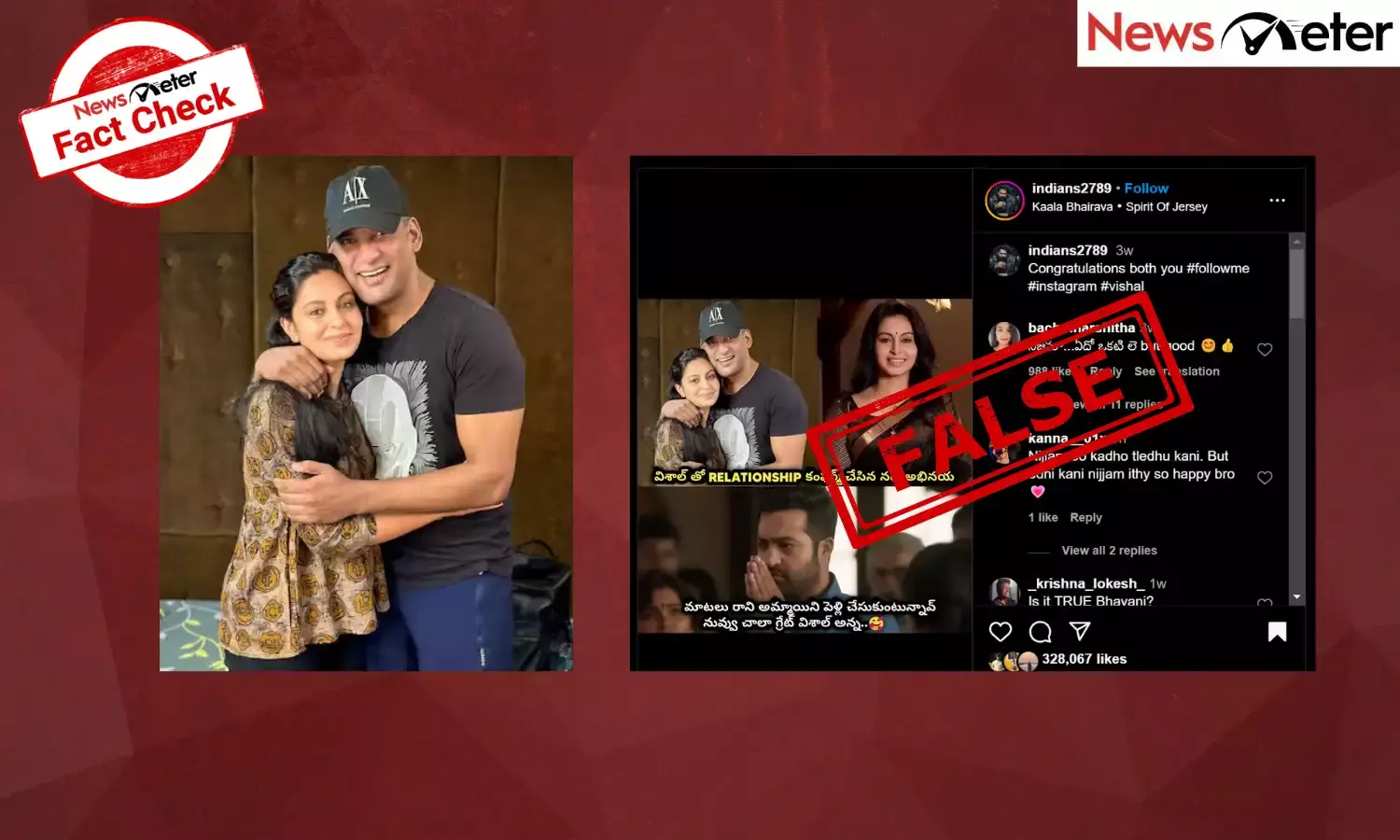 A viral image claims that actress Abhinaya confirmed her relationship with actor Vishal. However, the claim is false.