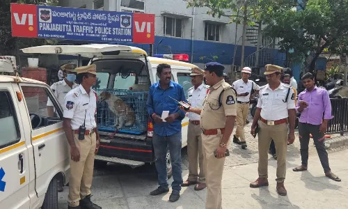 Panjagutta cops stop siren-blazing ambulance, find pet dog inside instead of patient