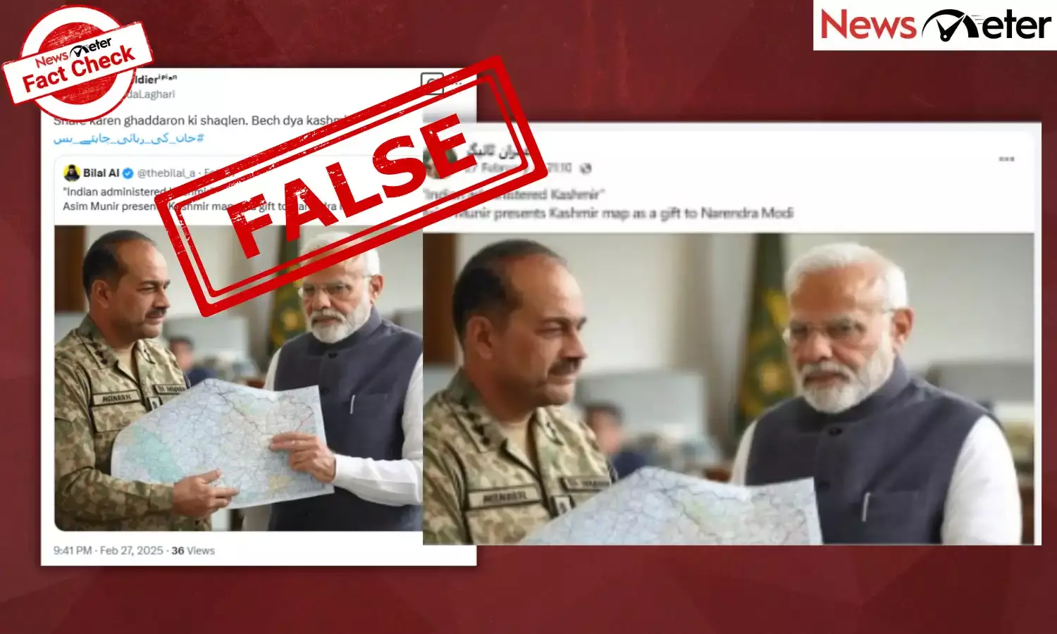 Fact Check: Pakistan army chief gifts Kashmir map to PM Modi? No, viral image is AI-generated