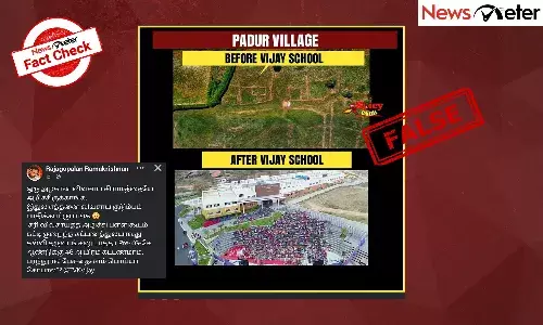 Fact Check: நடிகர் விஜய்க்கு சொந்தமான பள்ளி விவசாய நிலத்தில் கட்டப்பட்டுள்ளது என பரவும் புகைப்படத்தின் உண்மை என்ன?